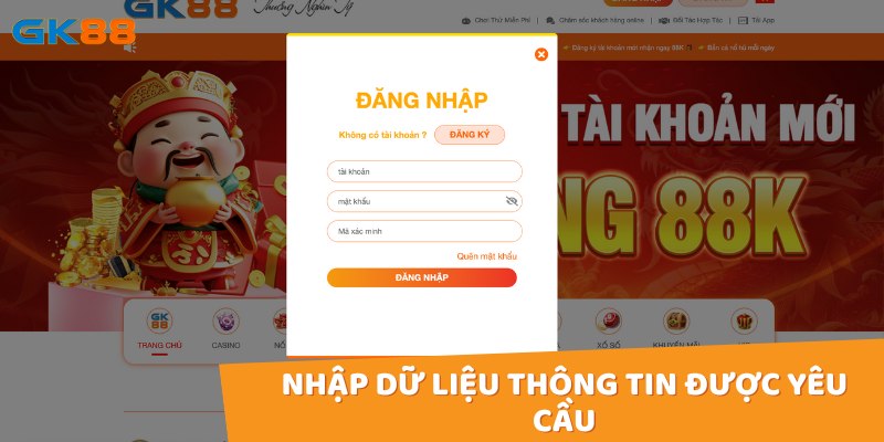 Bạn cần nhập tên tài khoản và mật khẩu mà mình đã đăng ký trước đó