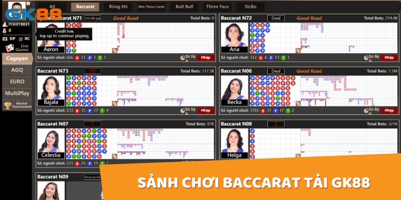 Sảnh chơi baccarat tại gk88