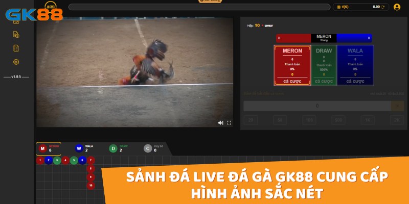 Sảnh đá live đá gà gk88 cung cấp hình ảnh sắc nét, âm thanh sống động